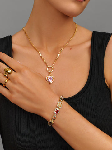 Nialaya Women's Chain Bracelet Crystal Gem Bracelet in Gold Crystal Gem Bracelet in Gold